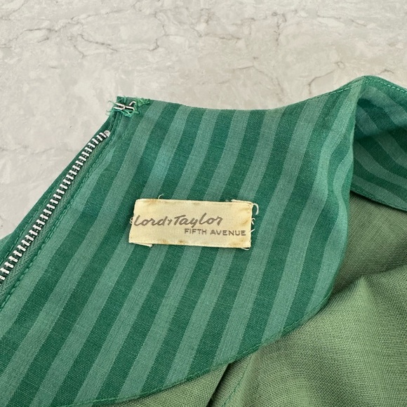 Vintage Suzy Perette Green Striped Dress and Overcoat Set size Small - Picture 10 of 11